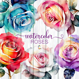 Watercolor Roses - Pretty Decorative Transparent Clipart Flowers