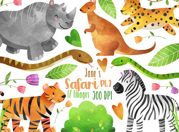 Preview of Watercolor Safari Clipart Pt. 2