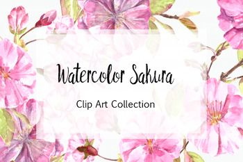 Preview of Watercolor Sakura Clip Art Set