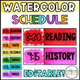 Watercolor Schedule Cards