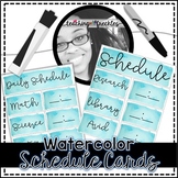 Watercolor Schedule Cards | Teal | Editable
