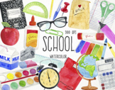 Watercolor School Clipart, School Graphics, Classroom Clip