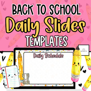 Preview of Watercolor School Supplies | August & September Daily Google Slides Templates