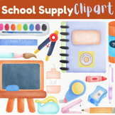 Watercolor School Supply  Clipart Set : Back to School Clipart