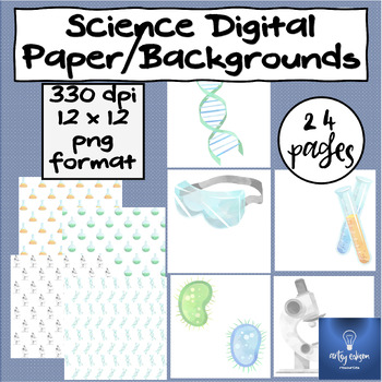 Preview of Watercolor Science Digital Paper/ Backgrounds Clip Art Personal Use- 24 images