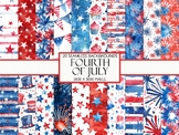 Watercolor Seamless 4th of July Backgrounds Digital Papers