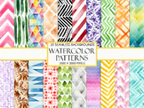 Watercolor Seamless Variety Patterns Digital Papers