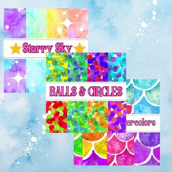 Preview of Watercolor Shapes and Backgrounds Bundle Fun and Whimsical Patterns