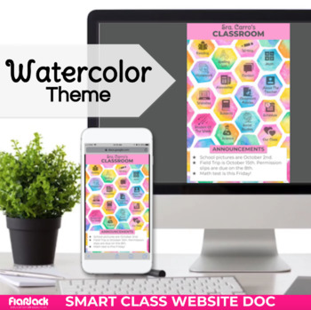 Preview of Watercolor Parent Communication Google Slides Editable Smart Class App Website