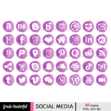 Violet Watercolor Social Media Icons (Light Purple)
