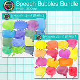 Watercolor Speech Bubble Clipart Bundle: 30 Rainbow Though