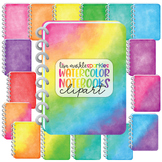 Watercolor Spiral Notebook Clipart Rainbow - Writing Schoo