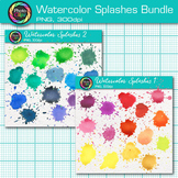 Watercolor Splash Clipart Bundle: 30 Paint Splatter Clip A