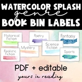 Watercolor Splash Genre Book Bin Labels