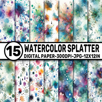 Preview of Watercolor Splatter Digital Papers