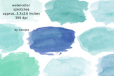 Watercolor Splotches, blue, hand painted brush strokes