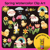 Watercolor Spring Clip Art Collection, Flowers, Chicks, Bu