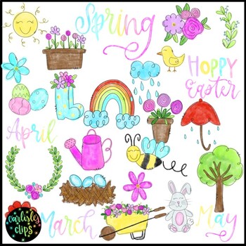 Preview of Watercolor Spring/Easter Clip Art