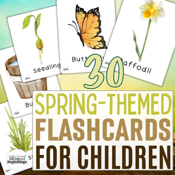 Preview of Watercolor Spring Flashcards (ENGLISH)