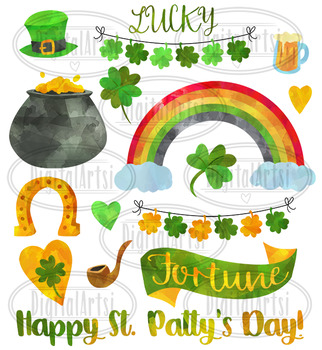Watercolor Patrick's Day Clipart St Patty's Day Clipart