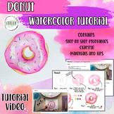 Watercolor Step-by-step tutorial/ Donut Art exercise and t