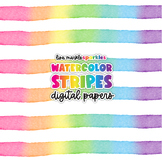 Watercolor Stripes Rainbow Digital Paper Backgrounds Water