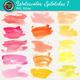 Watercolor Strokes Clipart: 15 Warm Paint Brushstroke Clip