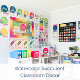 Watercolor Succulent Classroom Decor Bundle {Editable!}