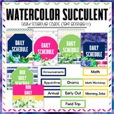 Watercolor Succulent Daily Schedule Cards {EDITABLE!}