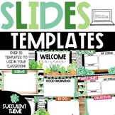 Watercolor Succulent Slides Templates | Distance Learning 