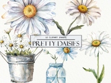 Watercolor Summer Daisies Clipart