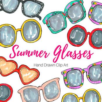 Watercolor Summer Sun Glasses Clipart by Writelovely | TpT