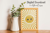 Watercolor Sun Poster, Sun Playroom Decor, Watercolour Nur