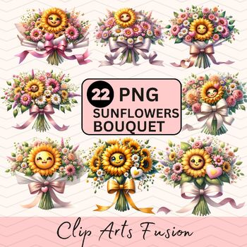 Preview of Watercolor Sunflowers Bouquet Clipart Set[Commercial Use Allowed]