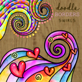 Watercolor Swirly Doodle Page Border Frame Decor Clipart