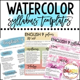 Watercolor Syllabus Templates