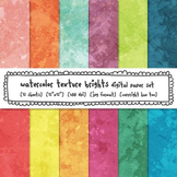 Watercolor Texture Digital Paper, Bright Rainbow Colors Wa