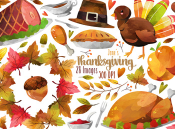 Preview of Watercolor Thanksgiving Clipart