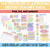 Watercolor Theme Classroom Decor/ Teacher Pack