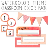 Watercolor Theme: Pink, Orange, & Red EDITABLE Decor Pack