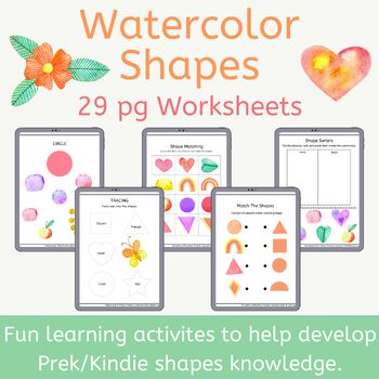 Preview of Shapes Morning Work for Watercolor in Preschool and Kindergarten