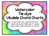Watercolor Tie-Dye Music Room Decor - Ukulele Chord Charts
