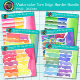 Watercolor Torn Edge Border Clipart Bundle: 90 Deckled Cli