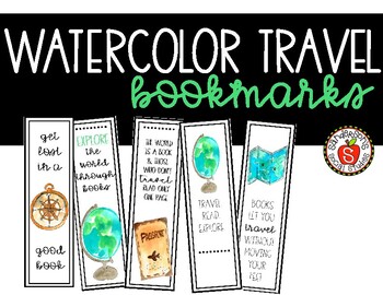 Watercolor Travel Bookmarks by Sanderson's Social Studies | TPT