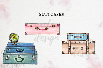 Vintage Luggage Suitcases Travel Clipart Graphic by Laura Beth