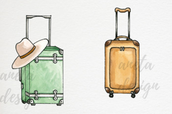 Vintage Luggage Suitcases Travel Clipart Graphic by Laura Beth