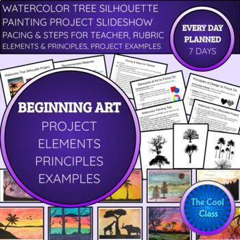 Watercolor Tree Silhouette Painting Art Project Slideshow With Student ...