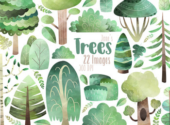 Preview of Watercolor Trees Clipart