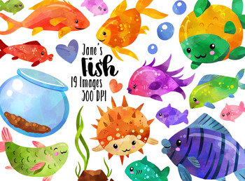 Preview of Watercolor Tropical Fish Clipart