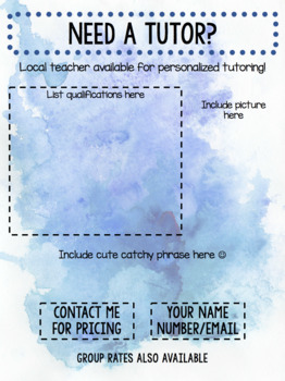 Preview of Watercolor Tutoring Templates